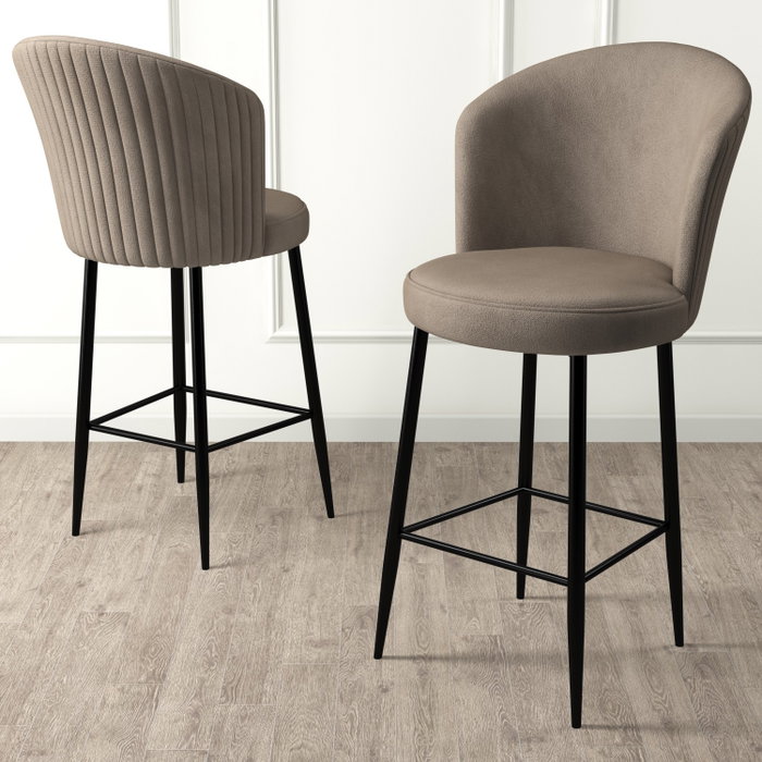Hanah Home Juego de 4 Taburetes de Bar Cappuccino, Black - 46x107x40 cm